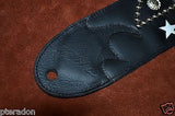 Carlino Custom NEW Sine Wave/Star Stud Leather Guitar Strap 3" wide Full length