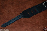 Carlino Custom Gator Pattern Stud Cartouche Black Leather Guitar strap 3.1" wide