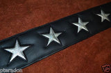 Carlino Custom NEW Full Length Stars Strap, silver leather stars, black leather