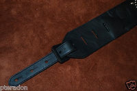 Carlino Exotic Series Crystal Concho Studded Black Leather Guitar Strap
