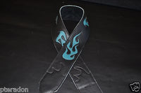 Carlino Custom Teal Leather Flame Black Leather Guitar Strap