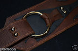 Carlino Gladiator Kodiak Oil Brown Leather Guitar Strap For Heavy Guitars 3.5"