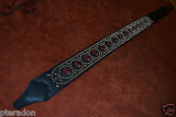 Carlino Custom Maltese Iron Cross Leather Studded Black Leather Guitar Strap