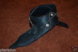 Carlino Custom NEW Sine Wave Studded Black Leather Guitar Strap 3" wide