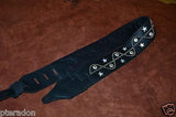 Carlino Custom NEW Sine Wave/Star Studded Black Leather Guitar Strap 3" wide