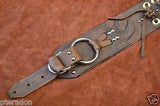 Carlino MetalMan Brown Leather Brass Grommet Guitar Strap, 3.05" wide with lace