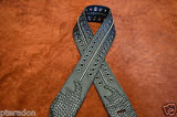 Carlino Custom Select Black Leather & Black Grommet and Stud Metal Guitar Strap