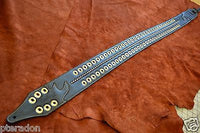 Carlino Custom Select Black Leather and Gold Grommet and Stud Metal Guitar Strap
