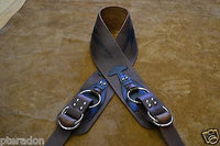 Carlino Gladiator Kodiak Oil Brown Leather Guitar Strap w/ Lightening Bolt 3.5"