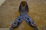 Carlino Gladiator Kodiak Oil Brown Leather Guitar Strap w/ Lightening Bolt 3.5"