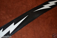 Carlino Custom White Leather Lightening Double Bolt Black Leather Guitar Strap