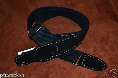 Franklin Guitar Strap Model HB3-BK-BK Hybrid Black Suede Guitar Strap