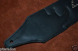 Carlino Custom NEW Sine Wave/Star Studded Black Leather Guitar Strap 3" wide