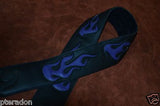 Carlino Custom Purple Leather Flame Black Leather Guitar Strap dual adjusting