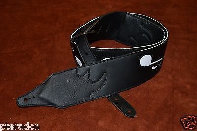 Carlino Blues style Strap Replica black leather, with white notes, leather backing