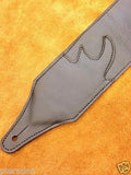 Carlino Custom Orange Leather Flame Black Leather Guitar Strap