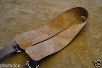 Carlino Gladiator Kodiak Oil Brown Leather Guitar Strap w/ Lightening Bolt 3.5"
