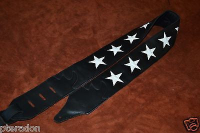 Carlino Custom Black Leather Star Strap, Sambora style...