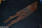 Carlino Gladiator Kodiak Oil Brown Leather Guitar Strap For Heavy Guitars 3.5"