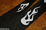 Carlino Custom White Leather Flame Black Leather Guitar Strap
