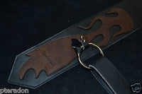 Carlino Gladiator Black Leather Guitar Strap w/flames For Heavy Guitars 3.5"