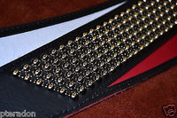 Carlino NEW Racing Flag Studded Leather Guitar Strap with leather back