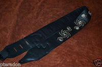 Carlino Custom Studded Western Swirl Black Leather w/abalone Conchos 3.1" wide