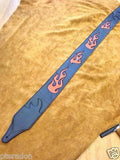 Carlino Custom Orange Leather Flame Black Leather Guitar Strap