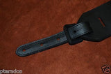 Carlino Custom Silver Lightening Double Bolt Black Leather Guitar Strap