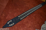 Carlino Custom Black Leather Metal Grommet and Stud Metal Guitar Strap