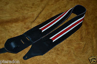 Carlino Custom Racing Stripe Series Guitar Strap, red and white racing Stripe