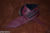 Carlino Custom Dark Red Leather Grommet /Stud /Lace Metal Guitar strap