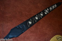 Carlino Custom Studded Nibiru Black Leather Guitar Strap, Tobacco Suede back