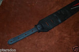 Carlino Custom Red Lightening Double Bolt/Studded Black Leather Guitar Strap