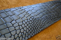 Carlino Gladiator Crocodile Pattern Cowhide 3.5" Black Leather Strap with Flames