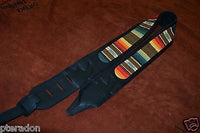Carlino Custom Santa Fe Leather/Suede Cartouche Guitar Strap, Atzec Rio Grande