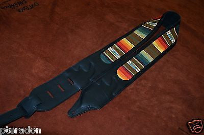 Carlino Custom Santa Fe Leather/Suede Cartouche Guitar Strap, Atzec Rio Grande