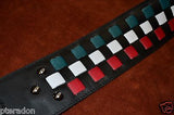Carlino Custom Italian Flag Leather Colors Woven Checkerboard Guitar Strap