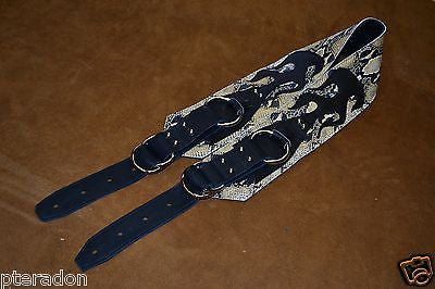 Carlino Gladiator Cobra Pattern Cowhide 3.5" Leather Strap with Black Flames