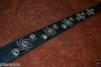 Carlino Custom Studded Western Swirl Black Leather w/abalone Conchos 3.1" wide
