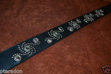 Carlino Custom Studded Western Swirl Black Leather w/abalone Conchos 3.1" wide