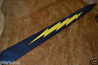 Carlino Custom Yellow Lightening Bolt Black Leather Guitar Strap