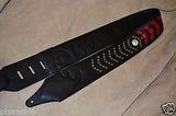 Carlino Custom Studded Weave Black Leather Guitar Strap