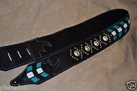 Carlino Custom Turquoise Weave Studded Leather Guitar Strap with Silver Conchos