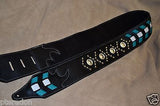 Carlino Custom Turquoise Weave Studded Leather Guitar Strap with Silver Conchos