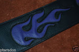 Carlino Custom Purple Leather Flame Black Leather Guitar Strap dual adjusting