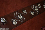 Carlino Custom Studded Western Swirl Kodiak Oiled Brown Leather Guitar Strap