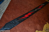 Carlino Custom Red Lightening Double Bolt/Studded Black Leather Guitar Strap