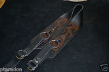 Carlino Gladiator Black Leather Guitar Strap w/flames For Heavy Guitars 3.5"