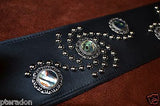 Carlino Custom Studded Western Swirl Black Leather w/abalone Conchos 3.1" wide